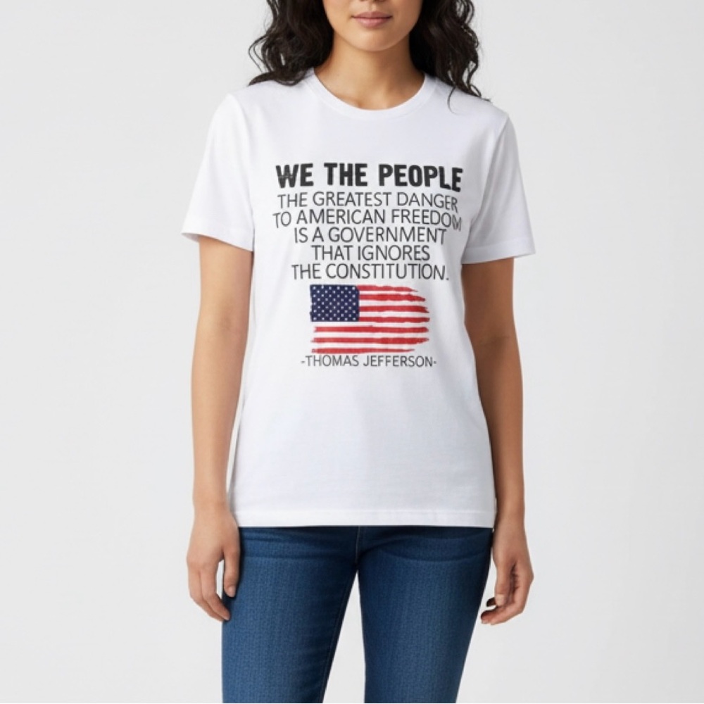 NWOT White Graphic T-Shirt with American Flag sz Large